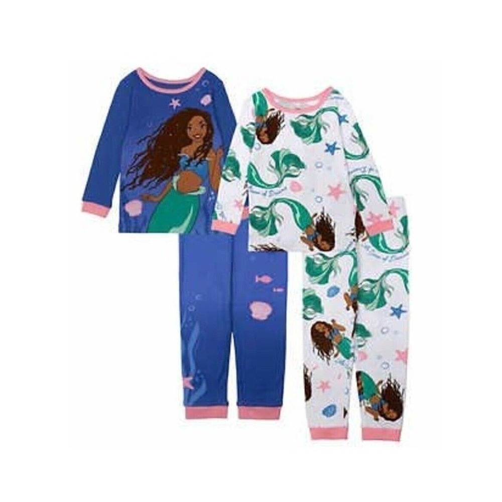 Disney Ariel Character Kids' 4-piece Cotton‎ Pajama Set Size 6 New with Tags!